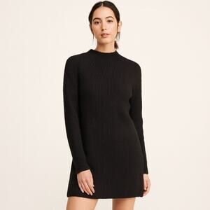 Abercrombie & Fitch Long-Sleeve Mock Neck Sweater Dress Black